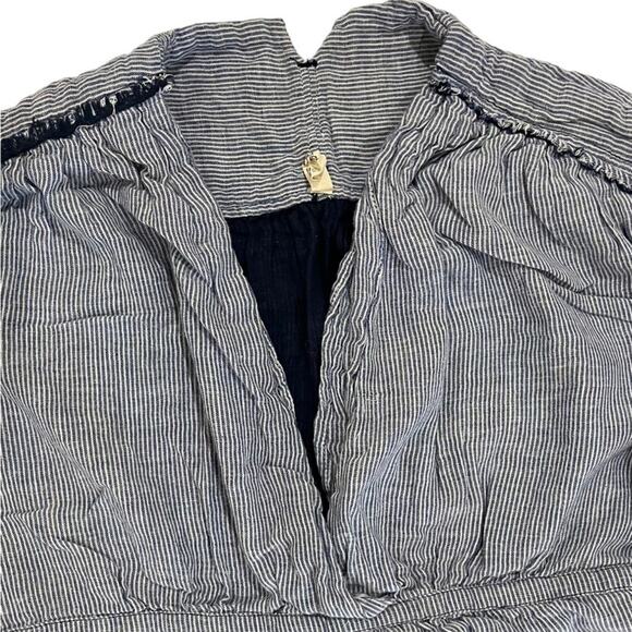 Free People Babydoll Top Womens Size Small Blue Striped Long Sleeve V Neck Basic - Picture 4 of 11